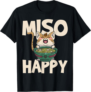 Anime Cat Ramen Kawaii Neko T-Shirt - T-Shirt | Black