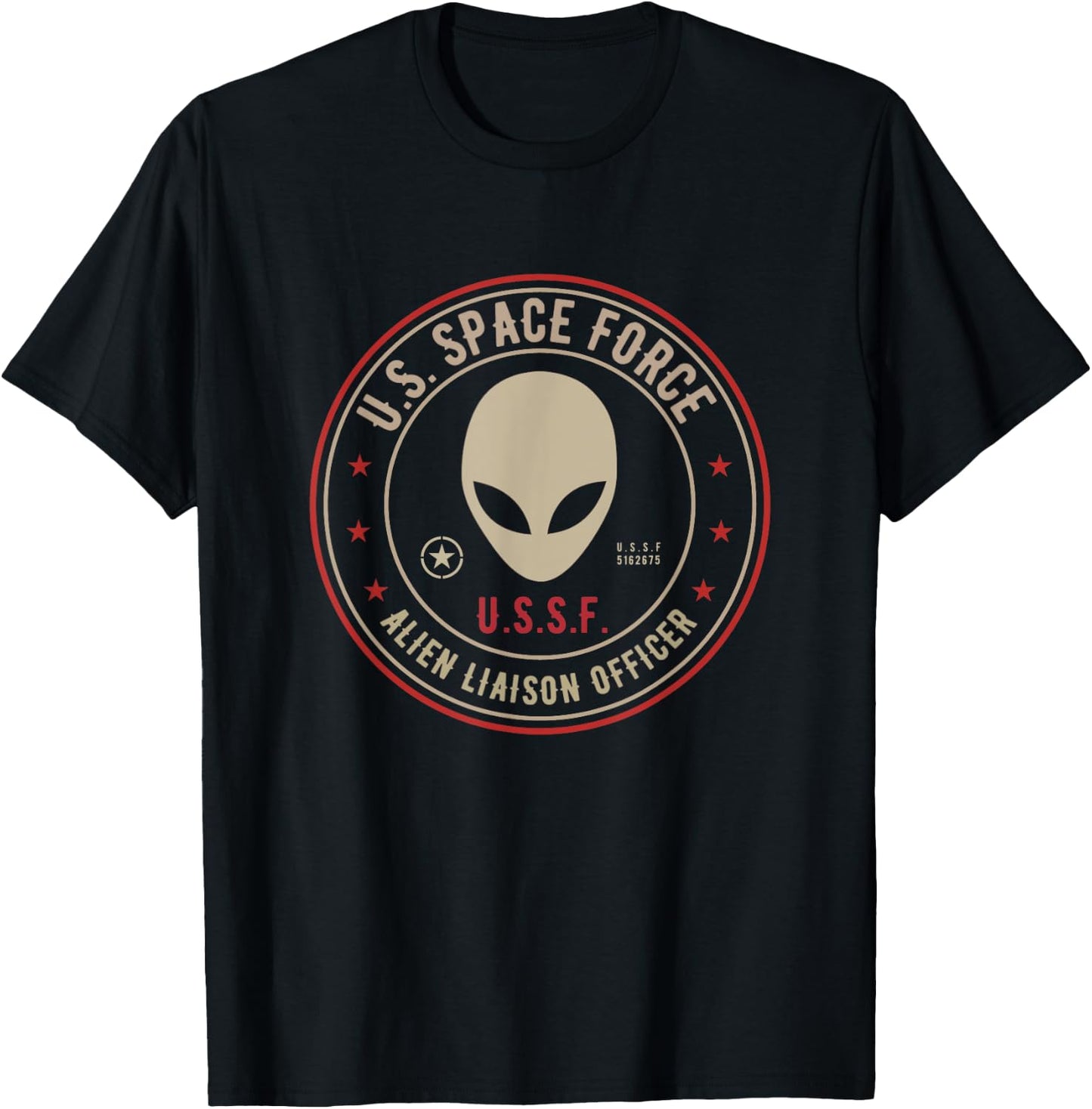 US Space Force Insignia Alien Liaison Officer funny Gift T-Shirt - T-Shirt | Black