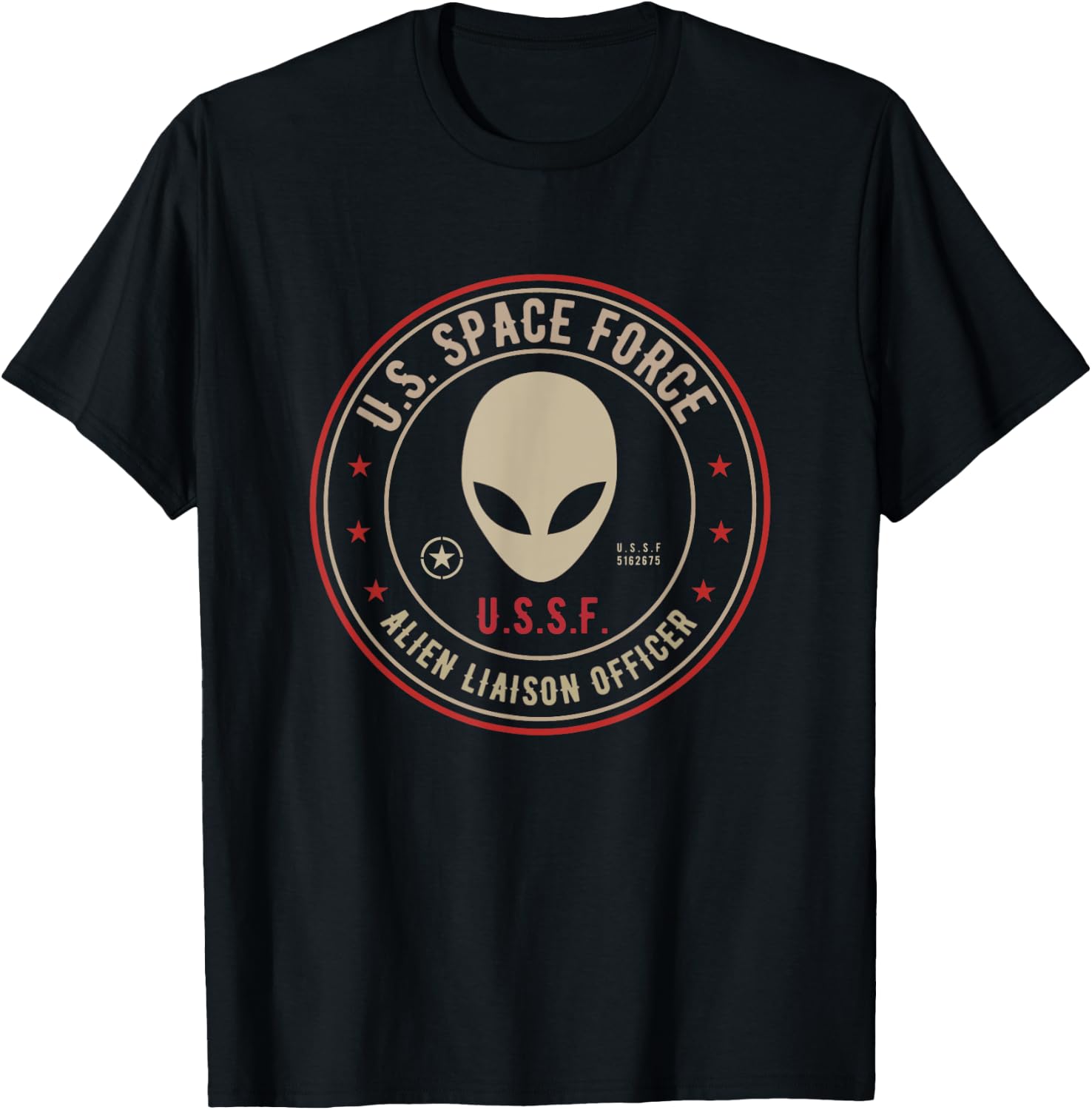 US Space Force Insignia Alien Liaison Officer funny Gift T-Shirt - T-Shirt | Black