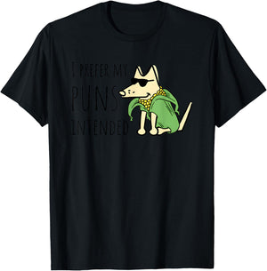 Dog I Prefer My Puns Intended Men Women T-Shirt - T-Shirt | Black