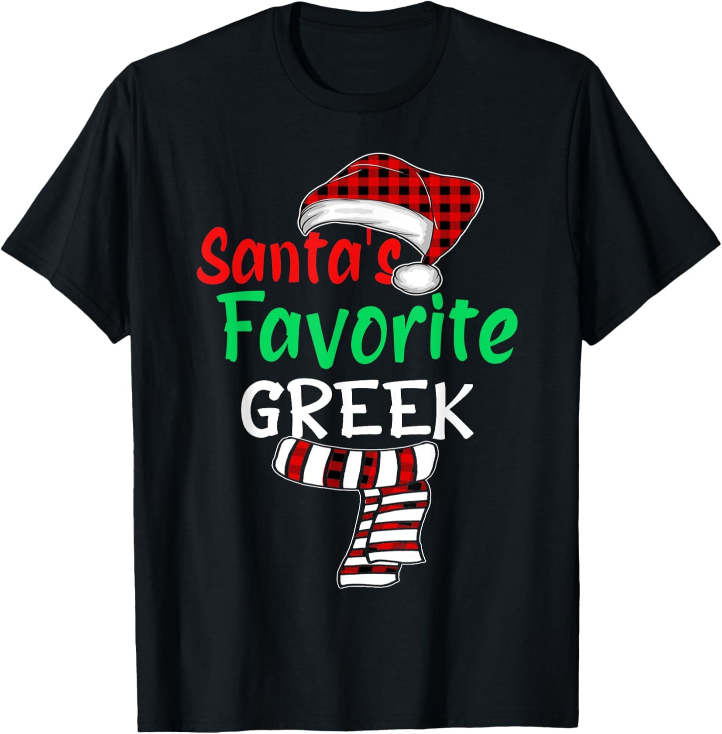 Christmas Pajamas Santa Claus Shirt, Santa's Favorite Greek T-Shirt - T-Shirt | Black
