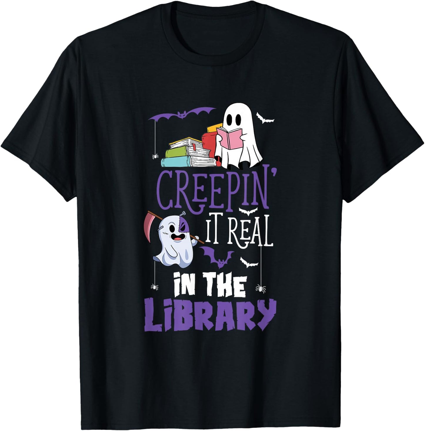 Scary Librarian Reading Teacher Book Lover Halloween Library T-Shirt - T-Shirt | Black