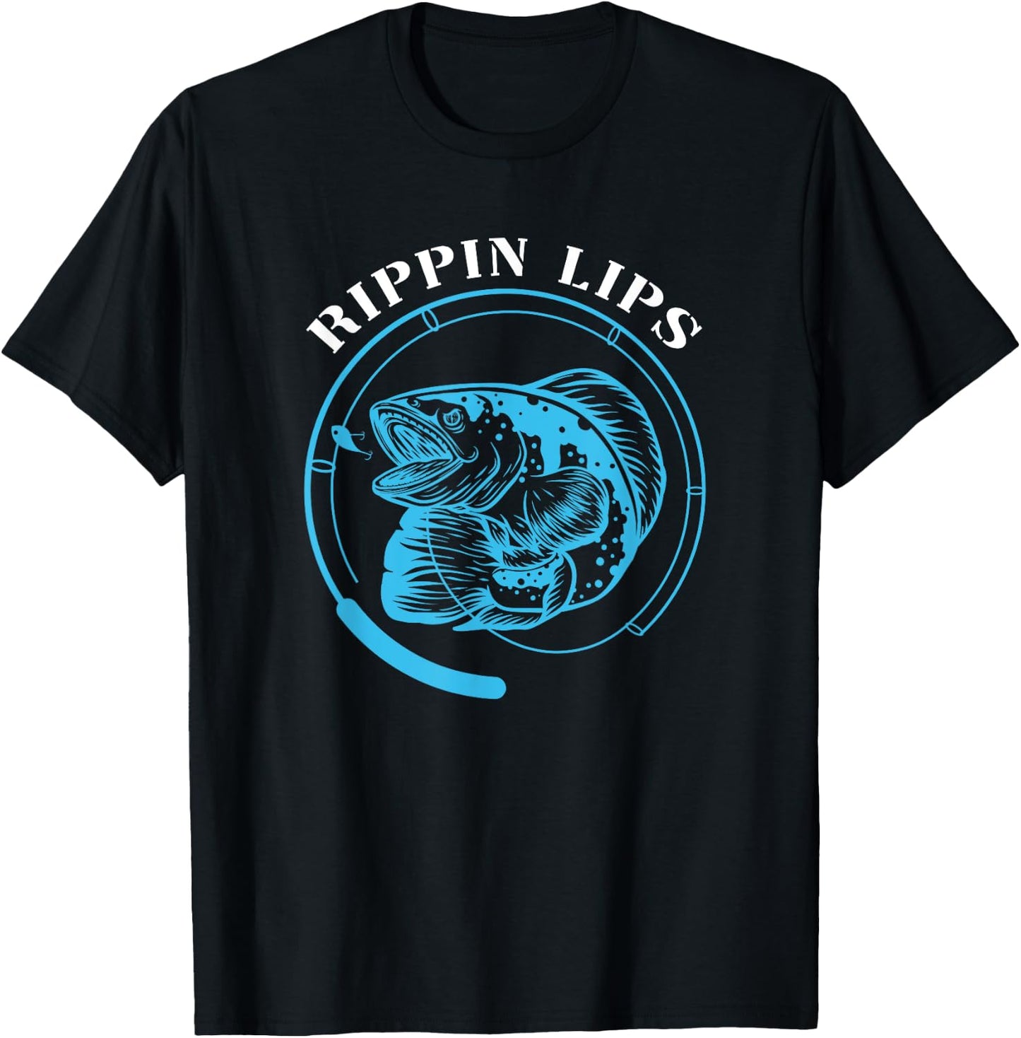 Rippin Lips Fishing Fish Fisherman Funny Bass Fishing Sea T-Shirt - T-Shirt | Black