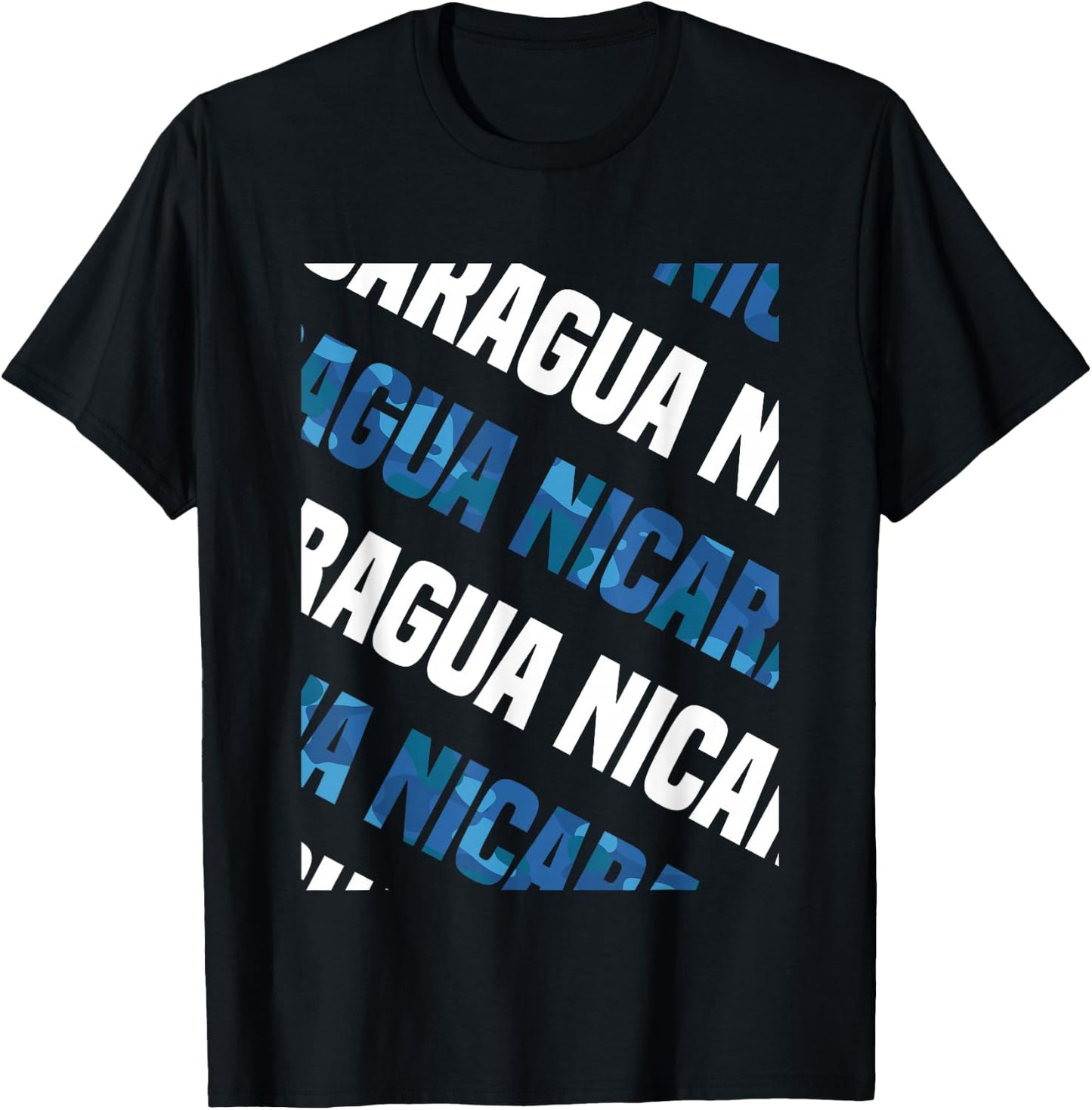 Nicaragua Camo Pattern Blue Camouflage T-Shirt - T-Shirt | Black