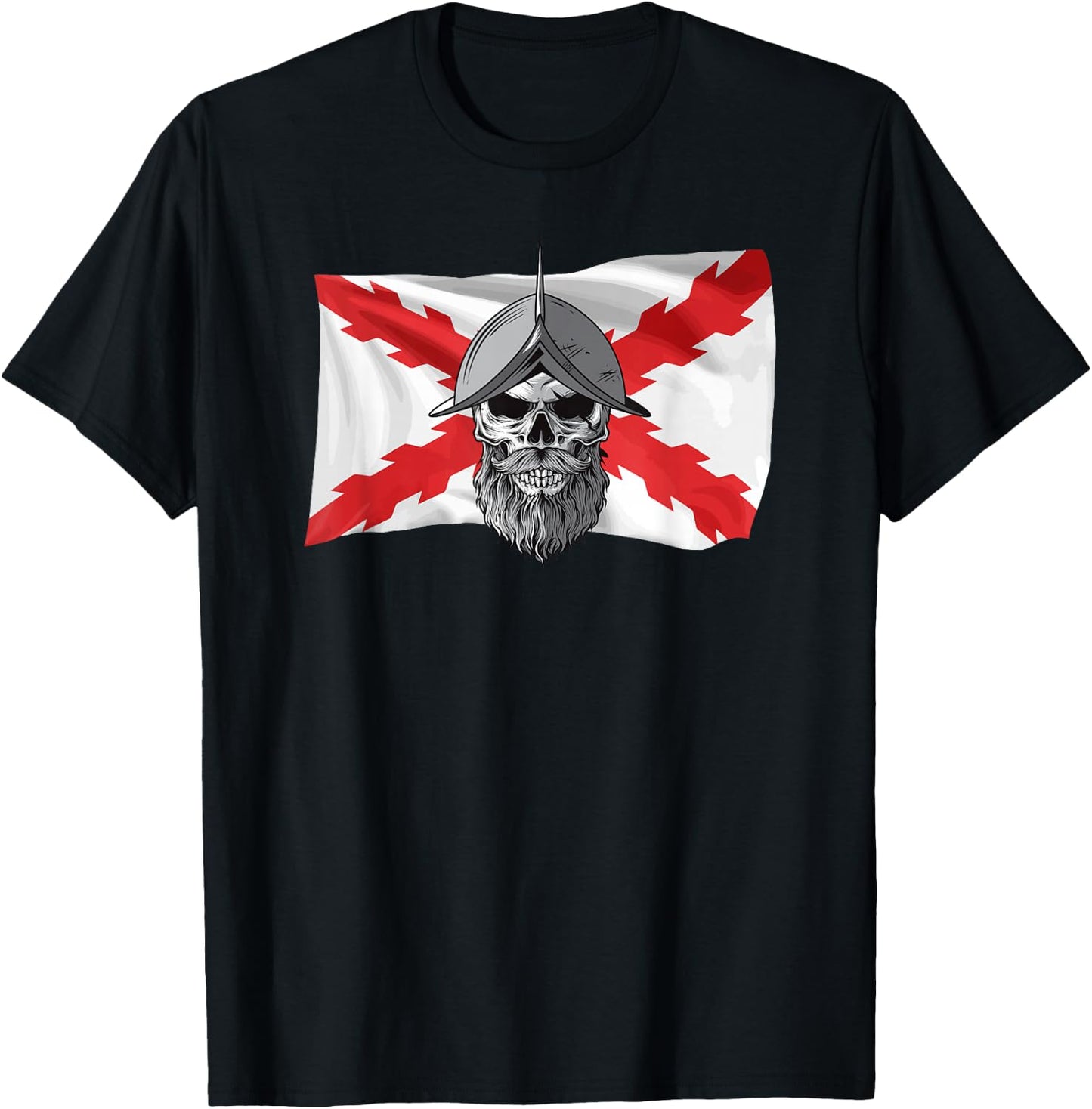 Burgundy Cross. Skull Soldier. Military T-Shirt - T-Shirt | Black