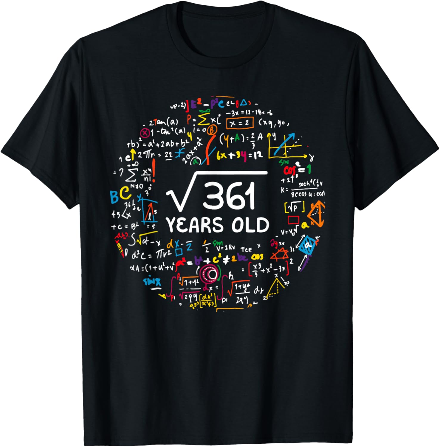 Square Root Of 361 19th Birthday 19 Year Old Gifts Math Bday T-Shirt - T-Shirt | Black