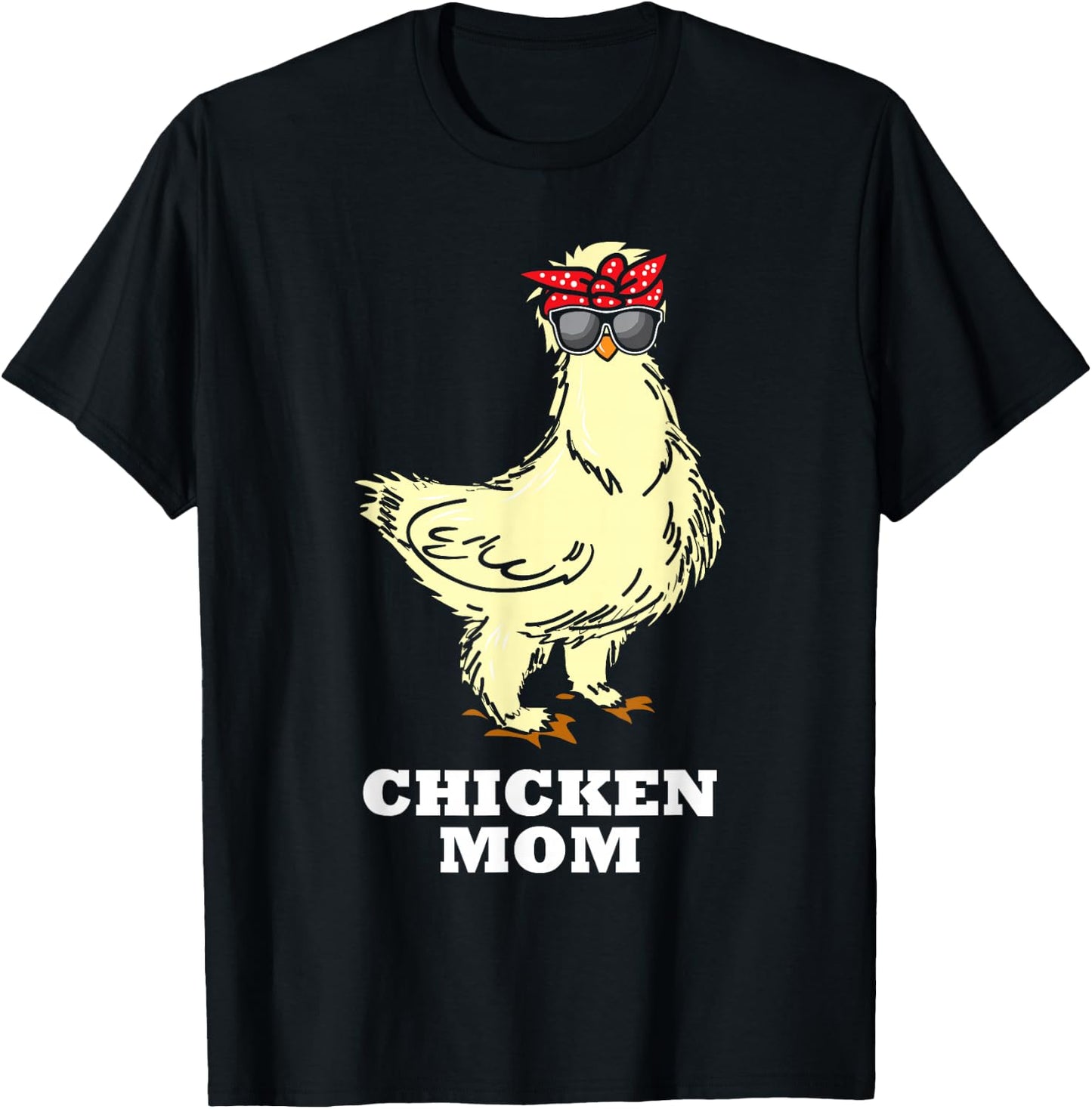 Silkie Chicken Mom Gift Cute Sunglasses Animal T-Shirt - T-Shirt | Black