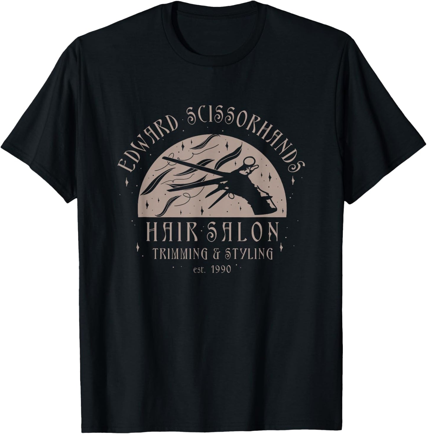 Edward Scissorhands Hair Salon Trimming & Styling Retro Logo T-Shirt - T-Shirt | Black