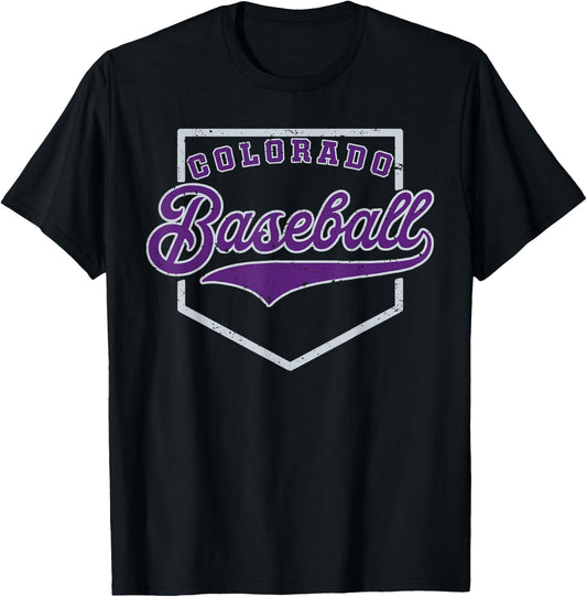 Colorado Baseball Vintage Kids Team Retro Baseball Fan T-Shirt - T-Shirt | Black