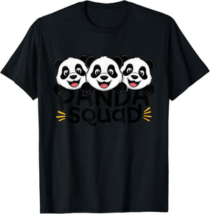 Panda Squad Design for Panda Lover Stuff | Kids Panda T-Shirt - T-Shirt | Black