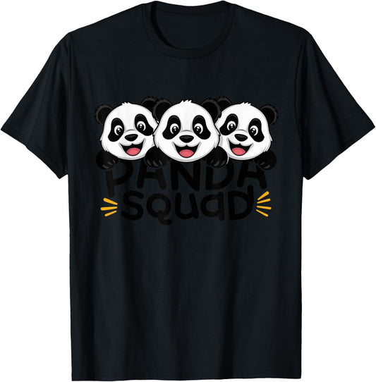 Panda Squad Design for Panda Lover Stuff | Kids Panda T-Shirt - T-Shirt | Black
