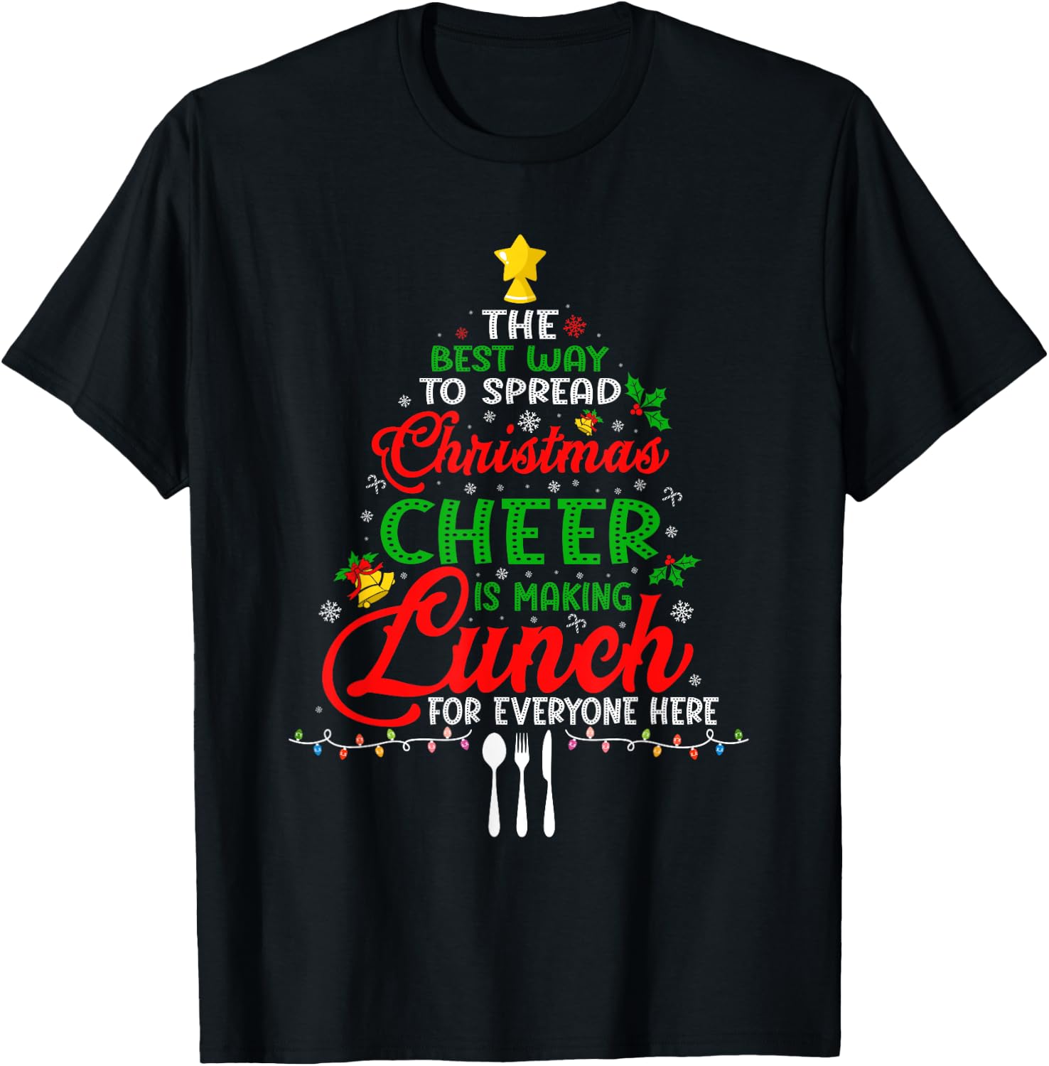 Lunch Lady Christmas XMas School Cafeteria Lunch Lady Tree T-Shirt - T-Shirt | Black