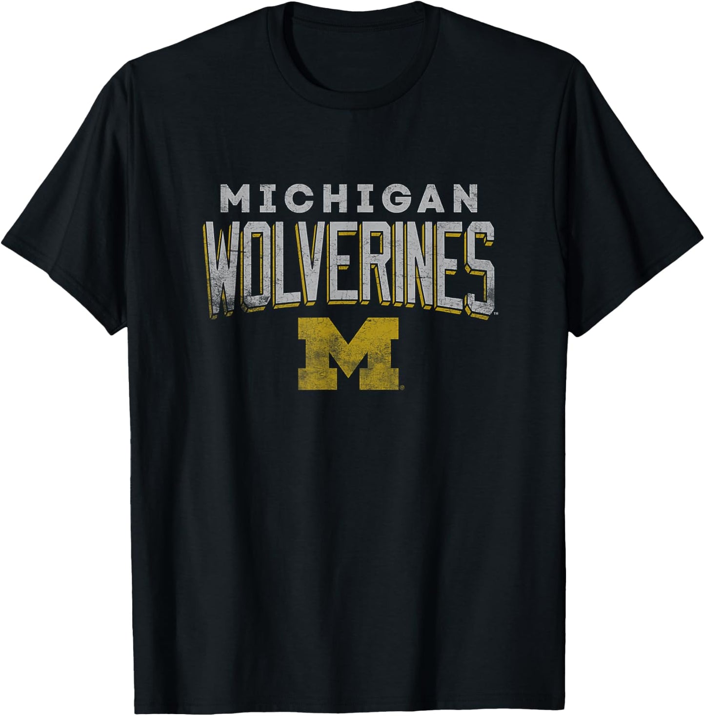 University of Michigan Wolverines U of M Distressed Team T-Shirt - T-Shirt | Black