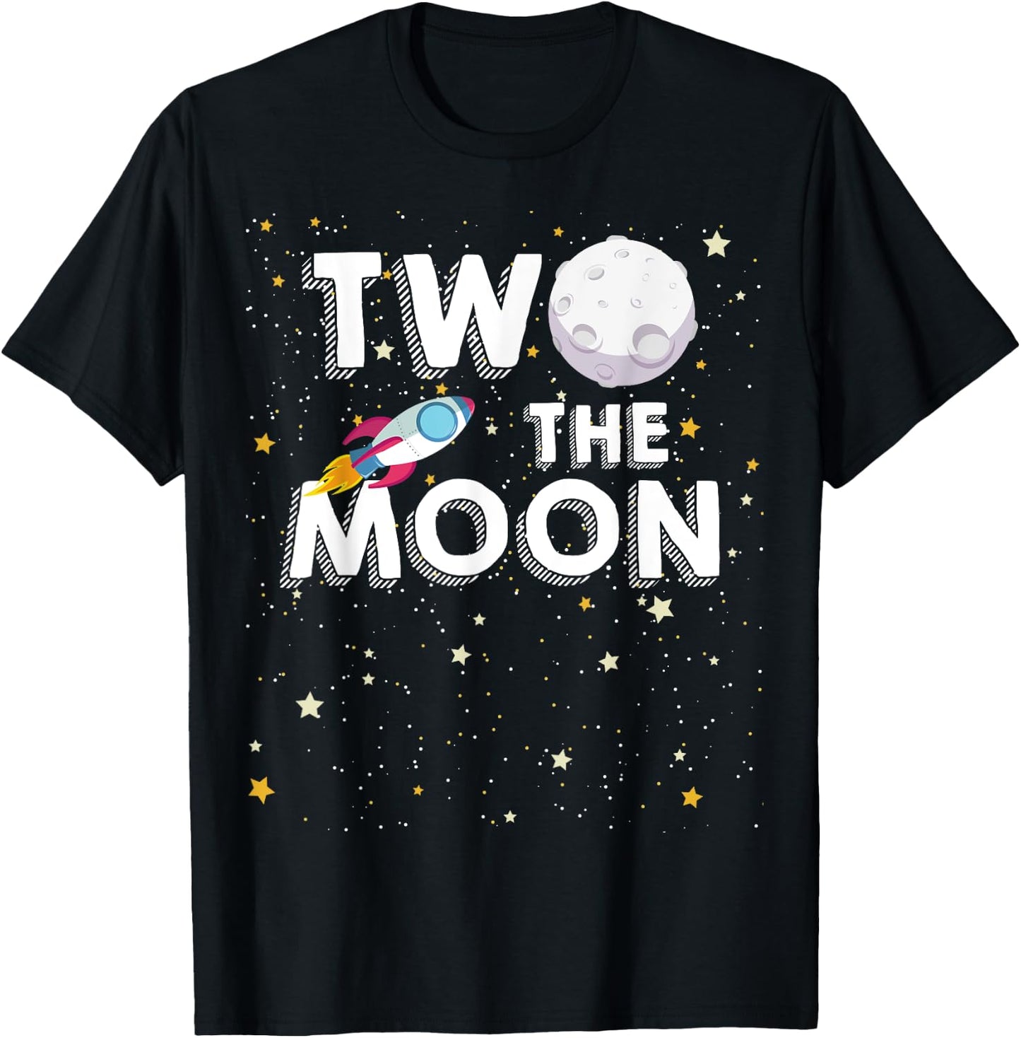 Kids Two The Moon Toddler 2nd Birthday Gift 2 Year Old T-Shirt - T-Shirt | Black