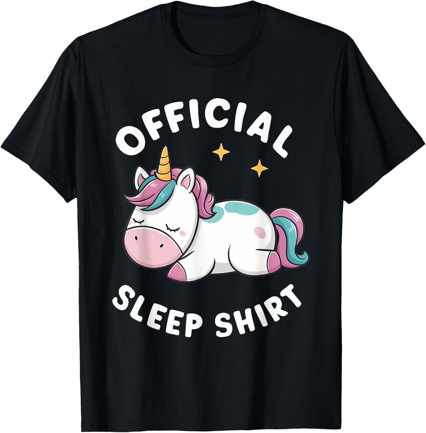 Official Sleep Shirt Unicorn Pajamas Nightgown T-Shirt - T-Shirt | Black