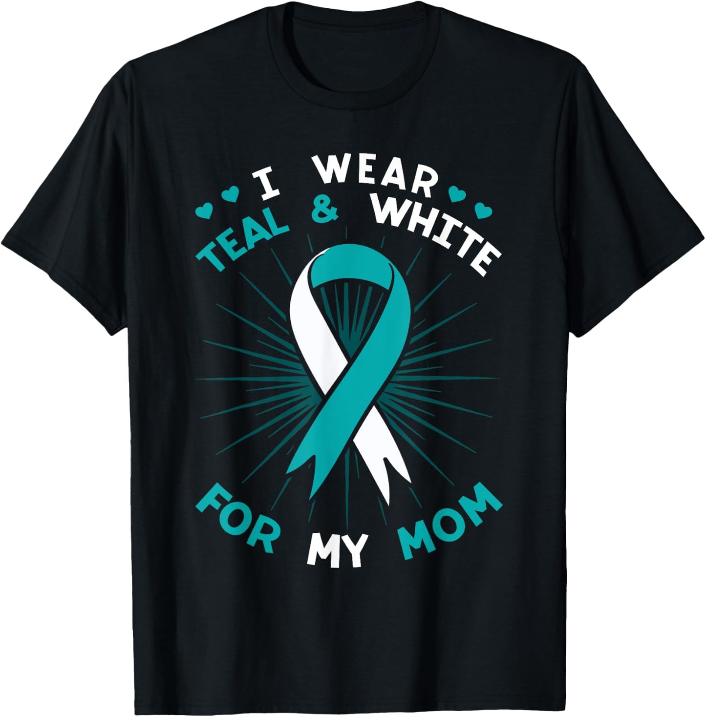 I Wear Teal For My Mom White Squamous Cell Carcinomas HPV T-Shirt - T-Shirt | Black