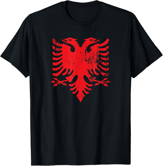 Albanian Flag Shirt Double Headed Eagle Albania Flag T-Shirt - T-Shirt | Black