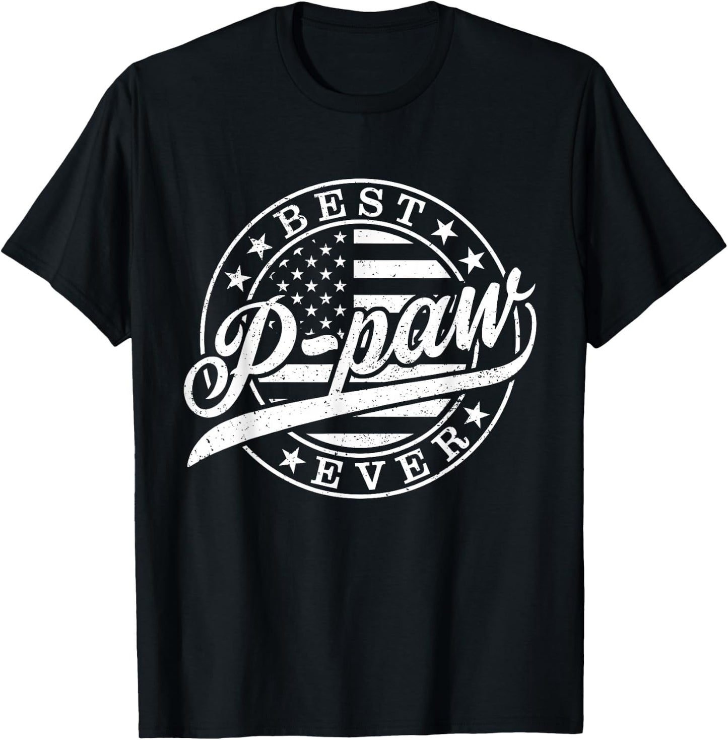 Best P-paw Ever American US Flag Funny Father's Day T-Shirt - T-Shirt | Black