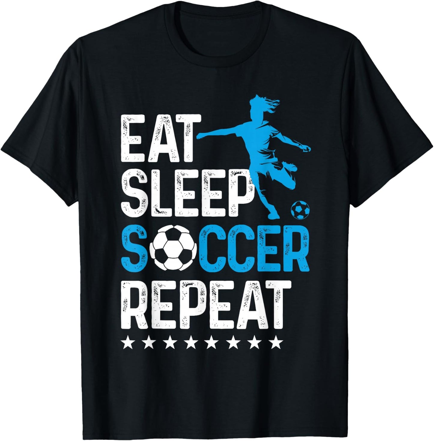 Eat Sleep Soccer Repeat, Teen Girls Kids Women T-Shirt - T-Shirt | Black