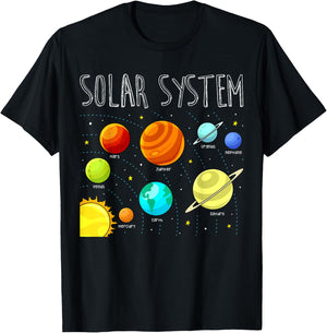 Kids Solar Systems Cute Planets Space Science Teacher School T-Shirt - T-Shirt | Black