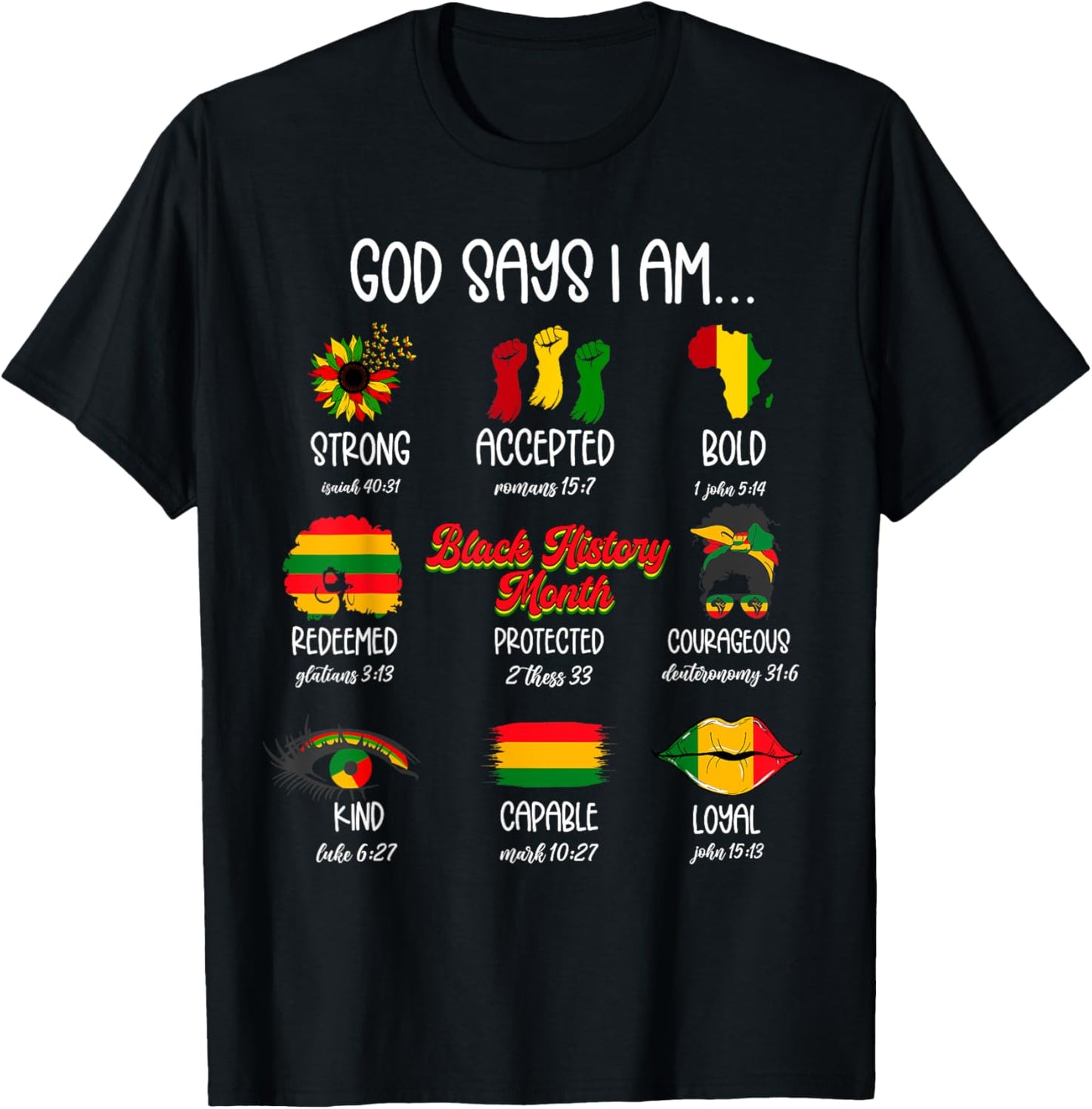 God Says I Am Black History Month Christian Faith African T-Shirt - T-Shirt | Black