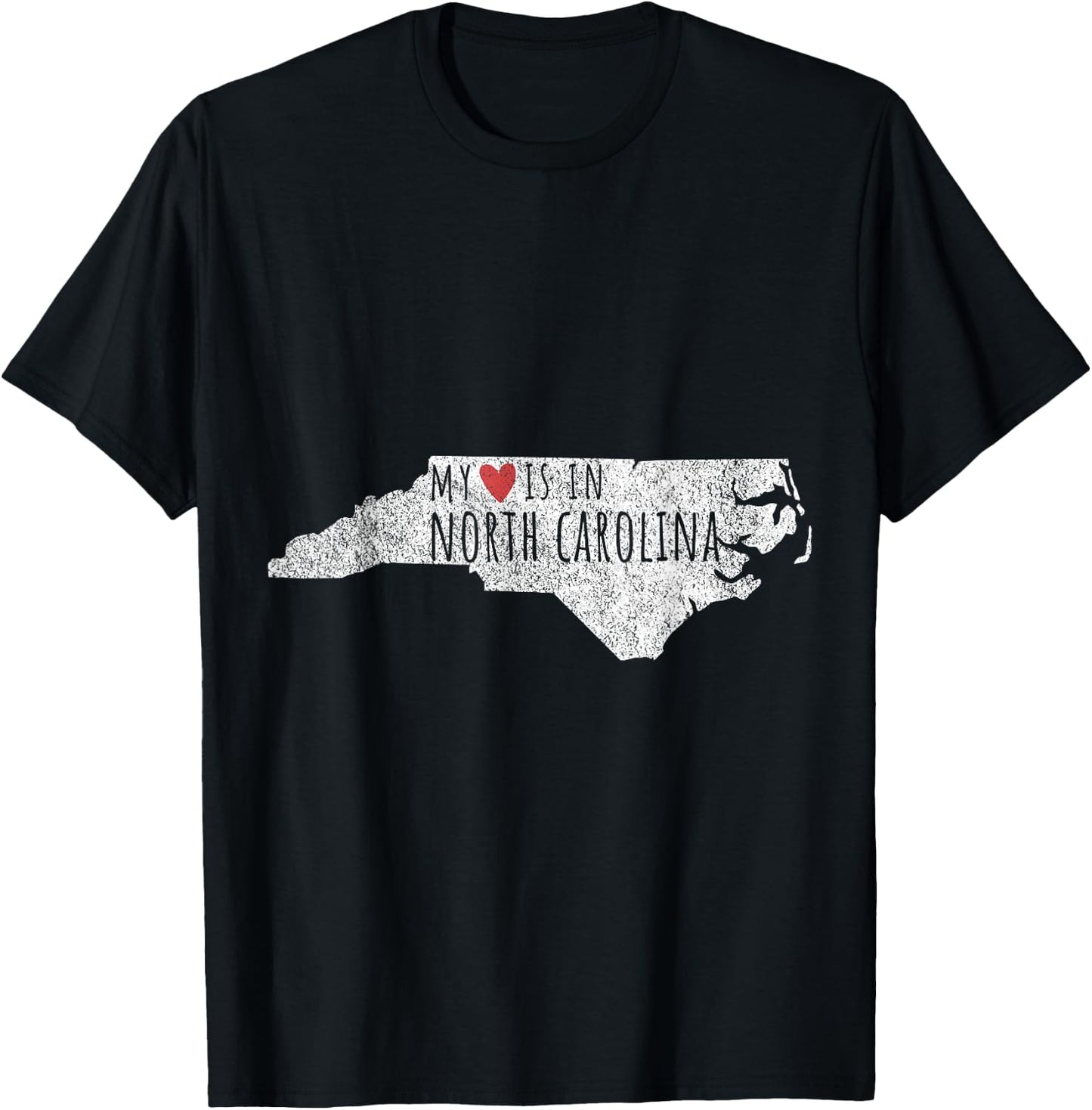 My Heart Is In North Carolina Funny North Carolina Roots T-Shirt - T-Shirt | Black