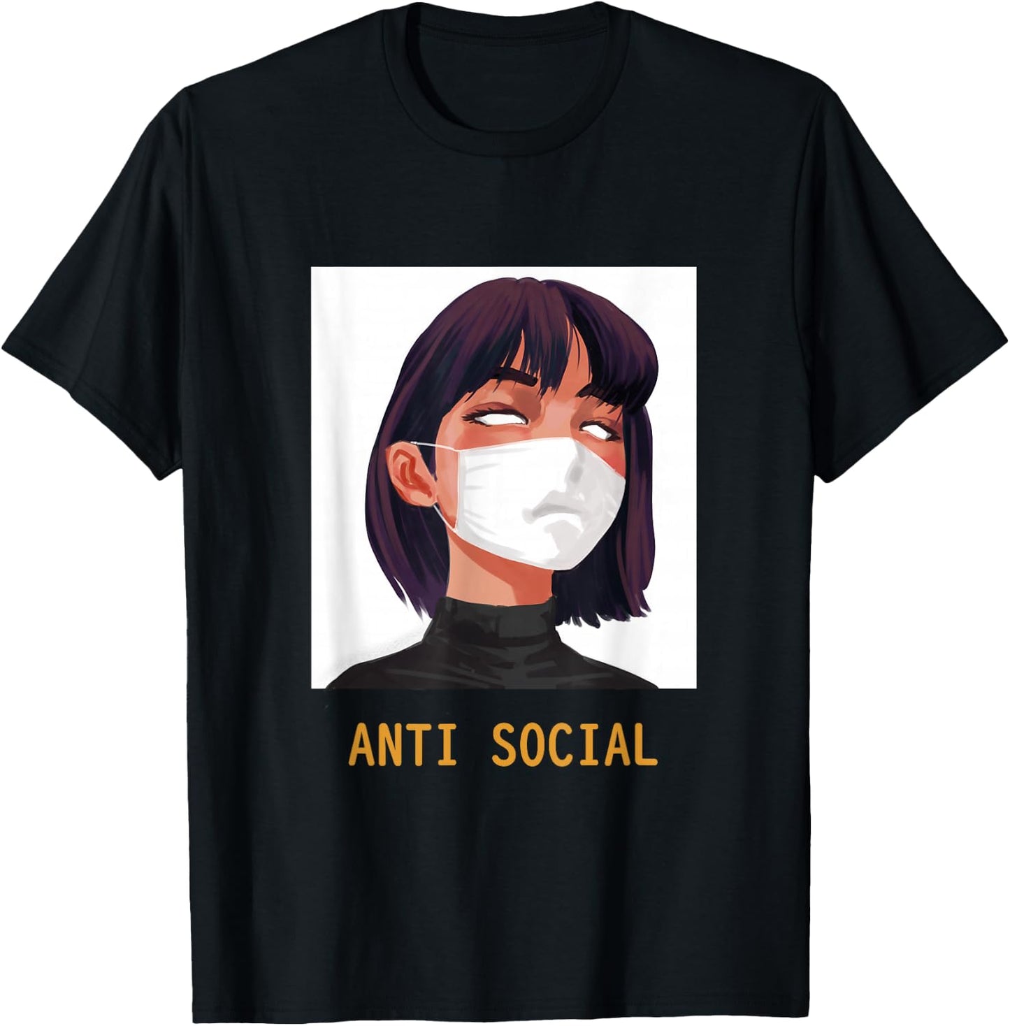 Antisocial Shirt Vaporwave Aesthetic Japanese Emo Anime Girl T-Shirt - T-Shirt | Black
