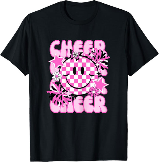 Cute Retro Happy Cheer Cheerleader Tumbling T-Shirt - T-Shirt | Black