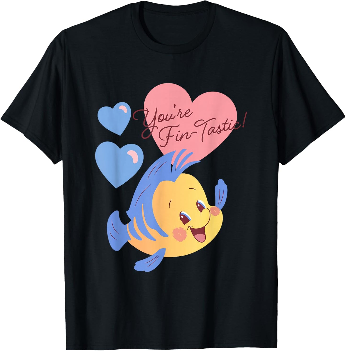 Disney The Little Mermaid Valentine's Day You're Fin-tastic! T-Shirt - T-Shirt | Black