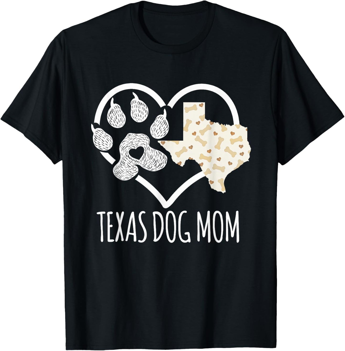 State Of Texas Dog Owner Gifts Women - Cute Texas Dog Mom T-Shirt - T-Shirt | Black