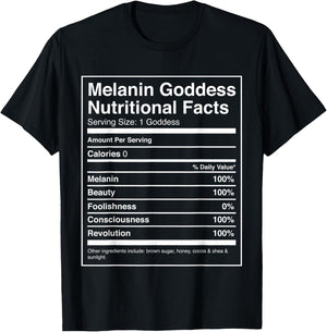 Queen Melanin Goddess Nutritional Facts T-Shirt - T-Shirt | Black
