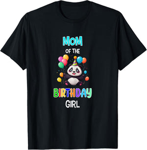 Mom of the Birthday Girl Panda Lover Mother Panda Birthday T-Shirt - T-Shirt | Black