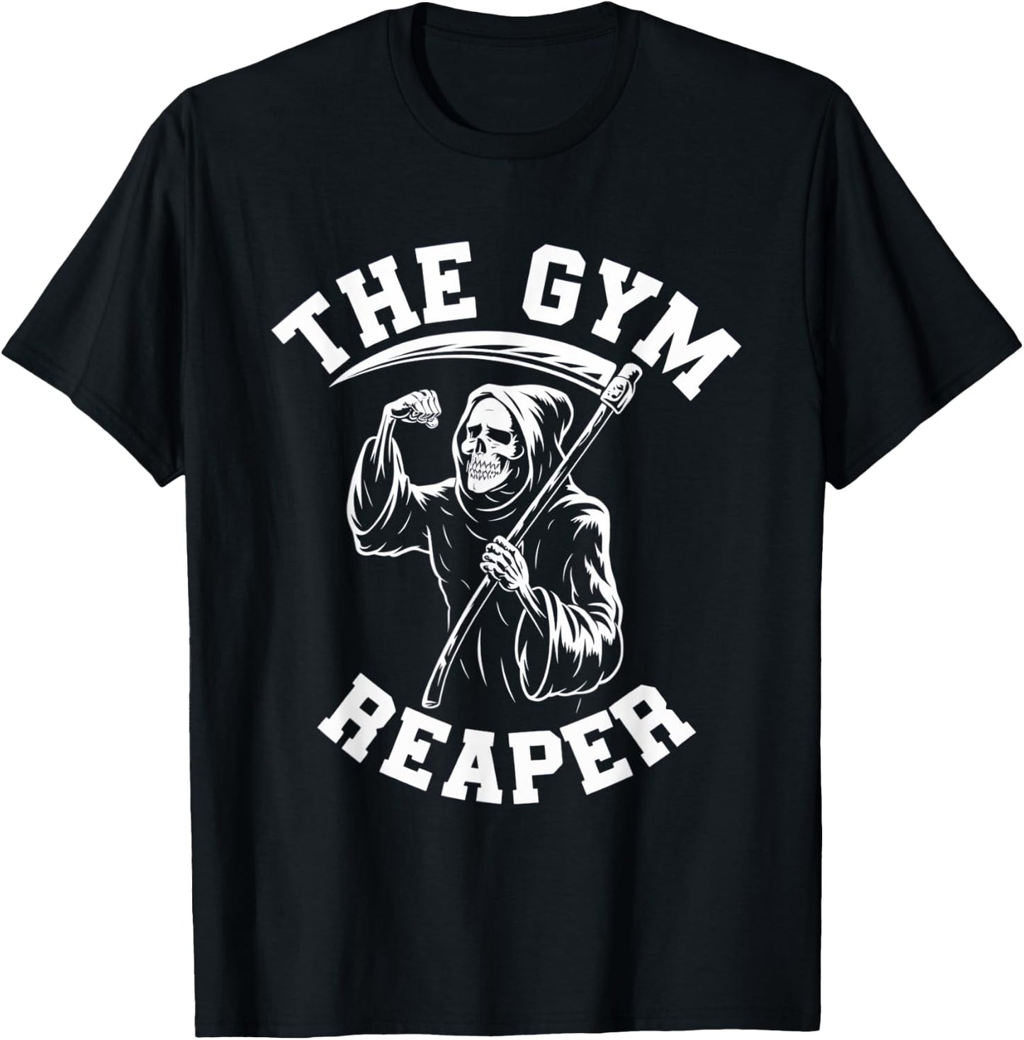 Funny Gym Reaper Skeleton Fitness Workout Halloween Costume T-Shirt - T-Shirt | Black