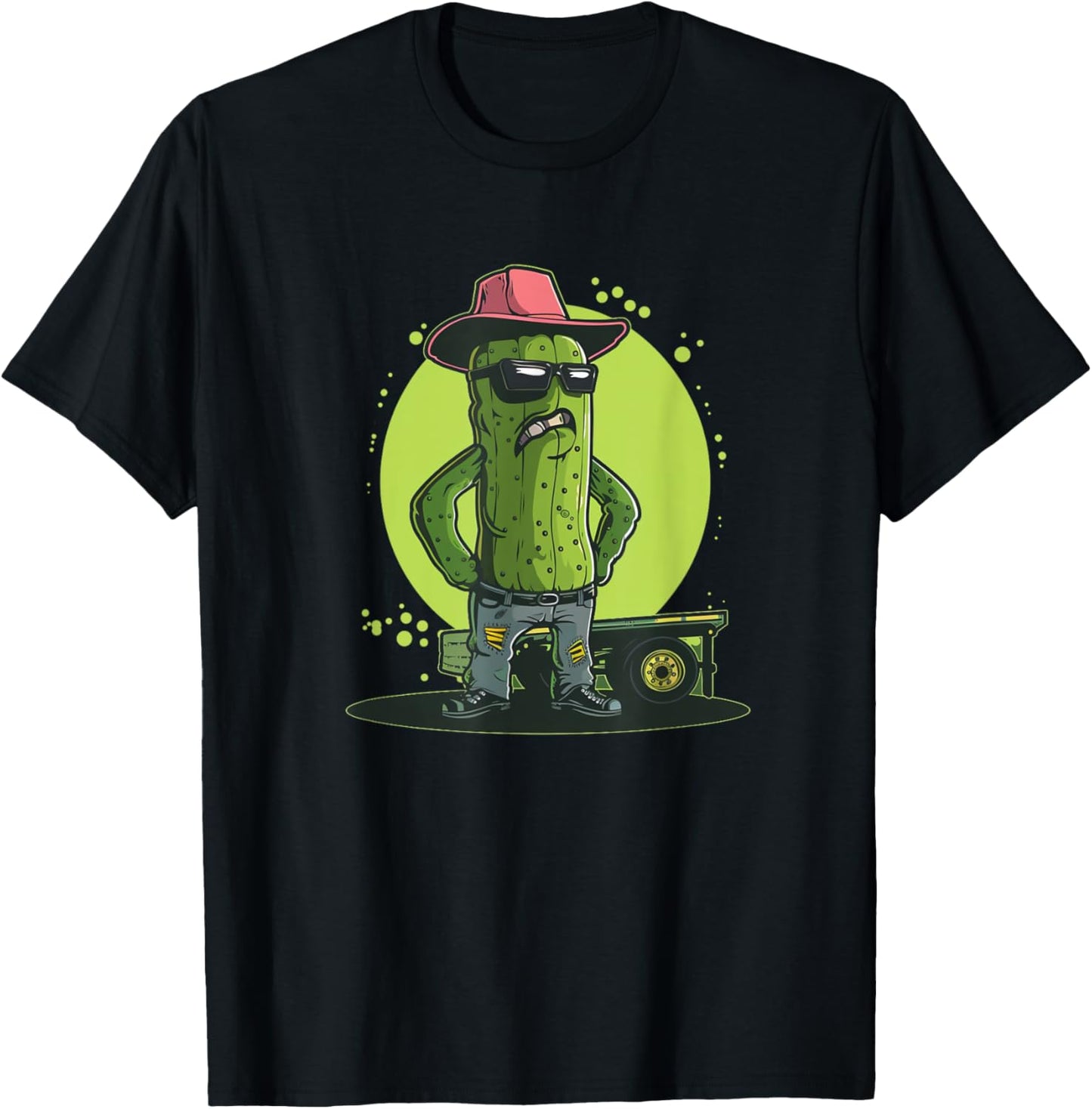 Funny Trucker Pickle with Cowboy Hat Costume T-Shirt - T-Shirt | Black