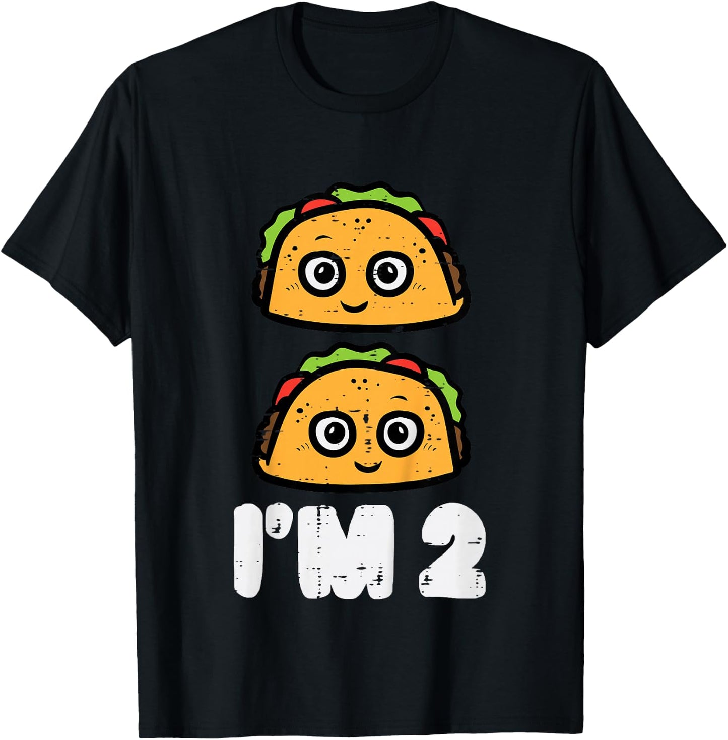 2nd Birthday Tacos Im 2 Years Old Mexican Boys Girls Kids T-Shirt - T-Shirt | Black