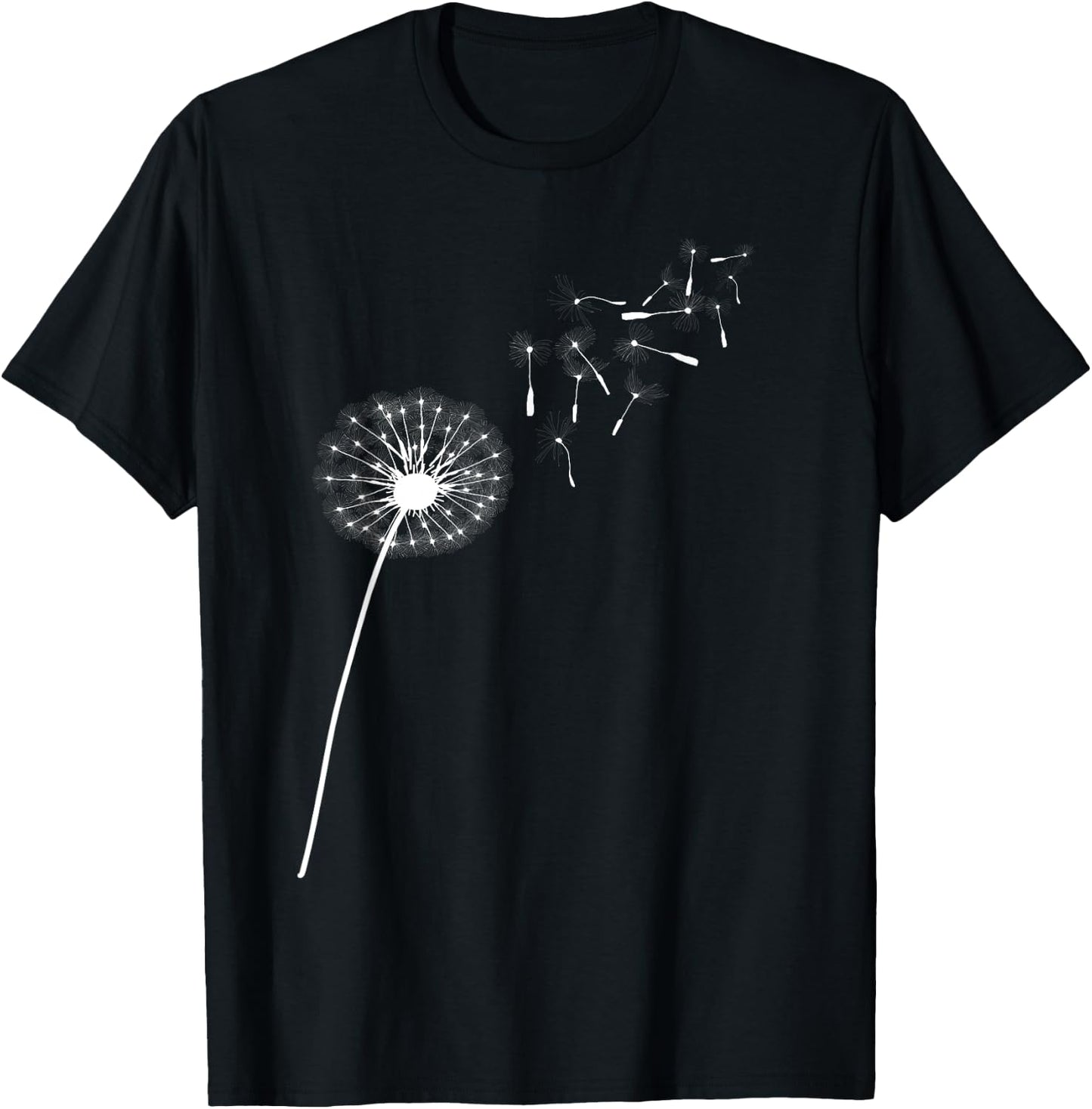 Dandelion Flower Outdoor Blowing In The Wind Plants T-Shirt - T-Shirt | Black