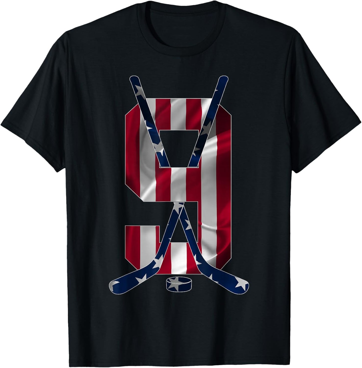 Number 9 Years Ice Hockey 9th Birthday T-Shirt - T-Shirt | Black