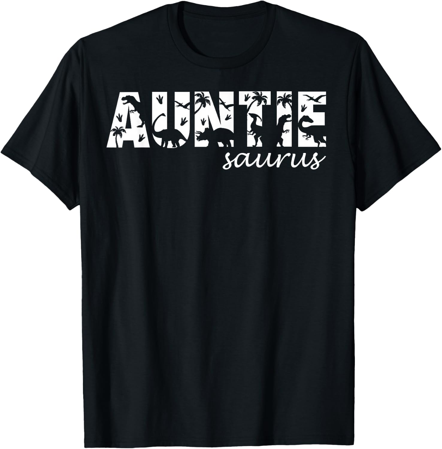 Auntiesaurus T Rex Dinosaur Auntie Saurus Family Matching T-Shirt - T-Shirt | Black