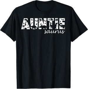 Auntiesaurus T Rex Dinosaur Auntie Saurus Family Matching T-Shirt - T-Shirt | Black
