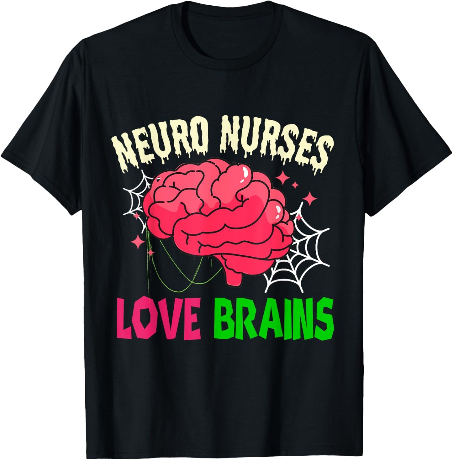 Halloween Neurology Neuro Nurse Love Brains RN Neuroscience T-Shirt - T-Shirt | Black