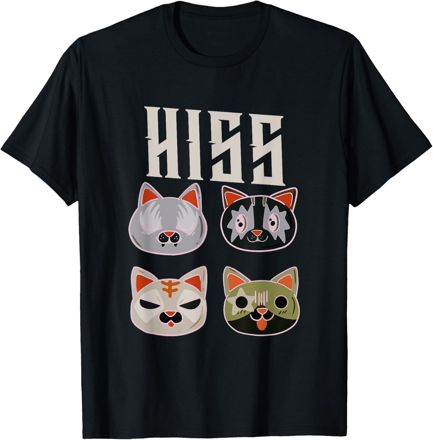 Kiss Cat Citty Death Metal Rock Music Women T-Shirt - T-Shirt | Black