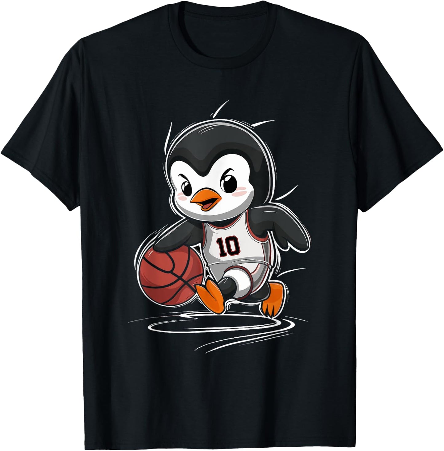 Cute Penguin Playing Basketball T-Shirt - T-Shirt | Black