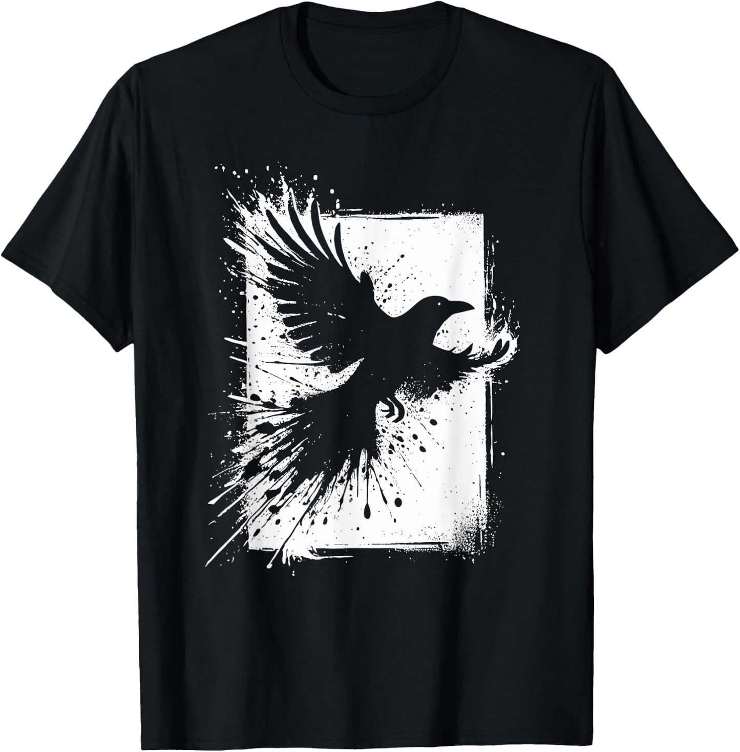 Black Crow Raven Bird Silhouette Splash T-Shirt - T-Shirt | Black