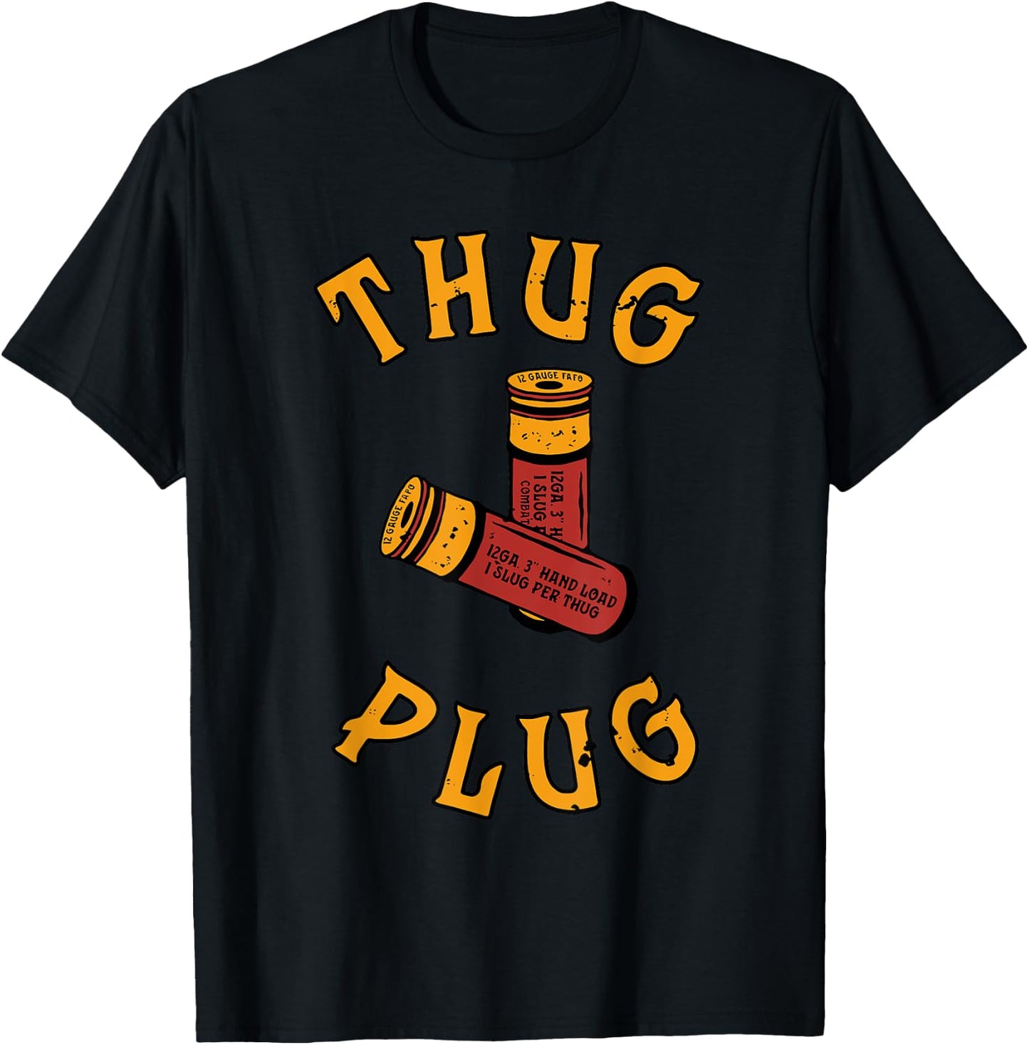 THUG PLUG Black -Adults Cotton 85% Polyester 15% Casual Humorous Modern U-Neck Short Sleeve T-Shirt - T-Shirt | Black