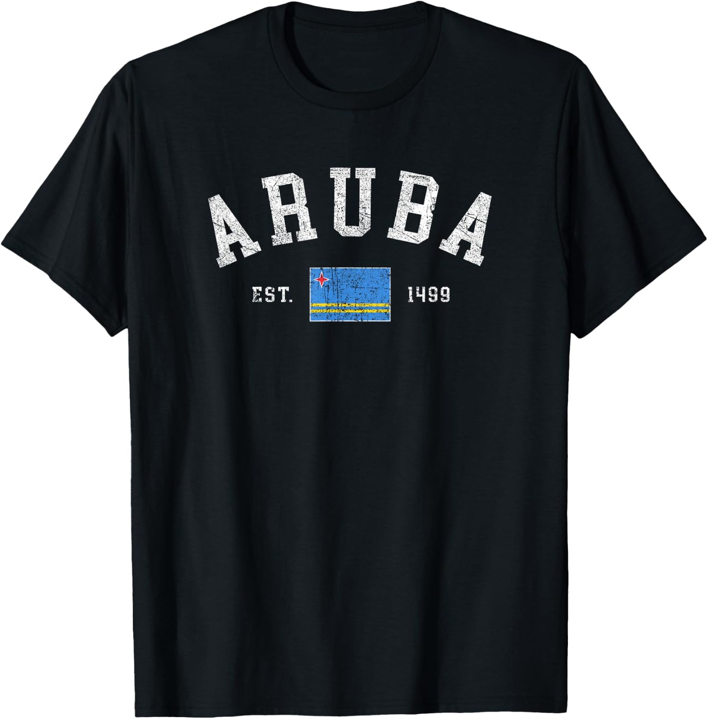 Vintage Aruba Flag Cruise Vacation Souvenir T-Shirt - T-Shirt | Black