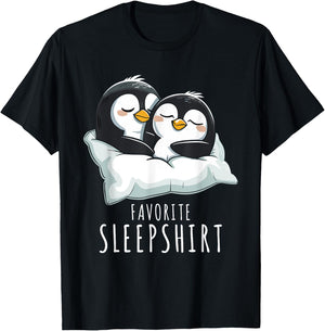 Couples Penguin Pajama Favourite Sleepshirt Penguins , Small, Black T-Shirt - T-Shirt | Black