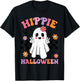 Groovy Boo Hippie Halloween Peace Ghost Halloween Girl Women T-Shirt - T-Shirt | Black