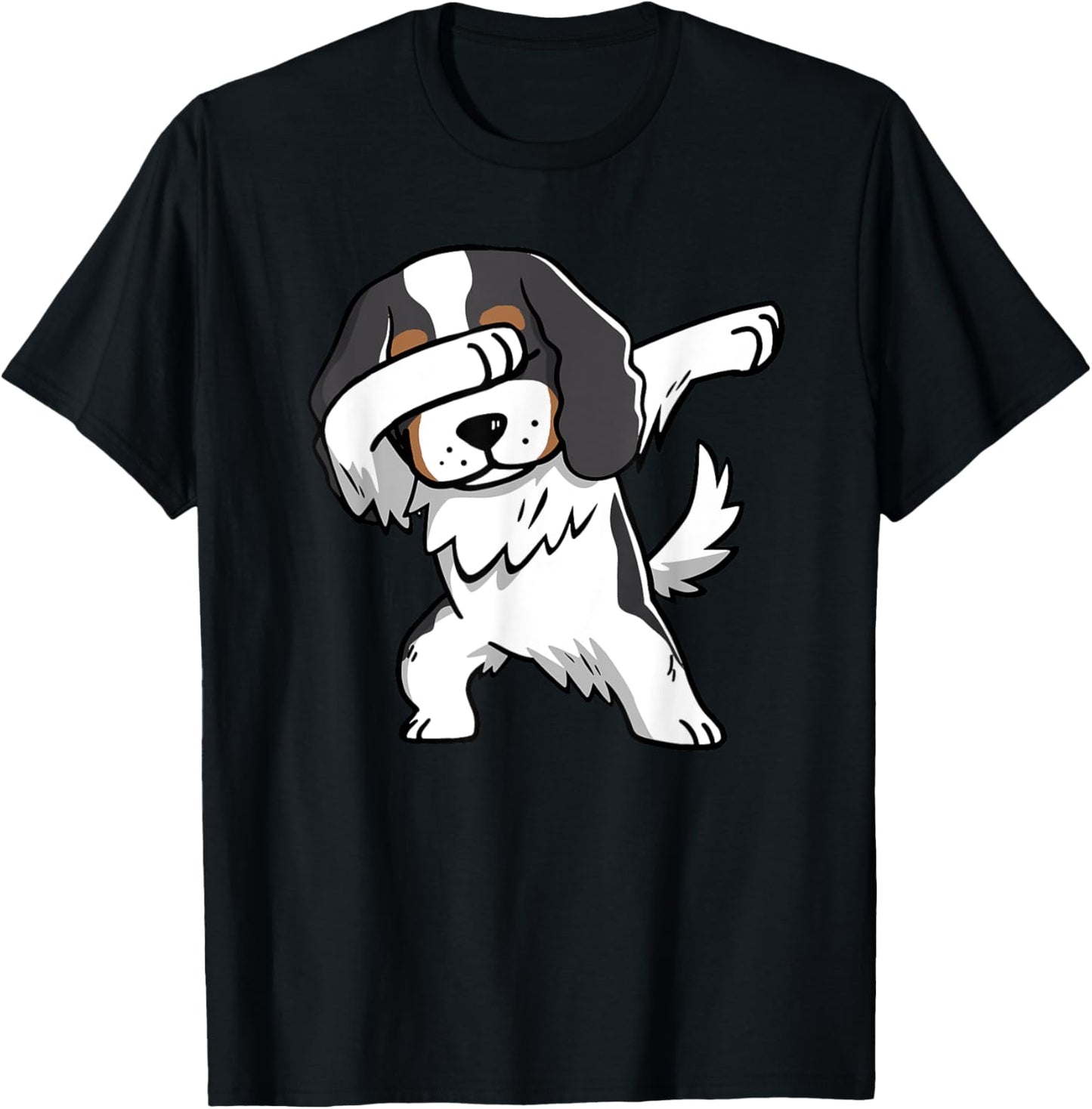 Tricolor Cavalier King Charles Spaniel Dog Dabbing T-Shirt - T-Shirt | Black
