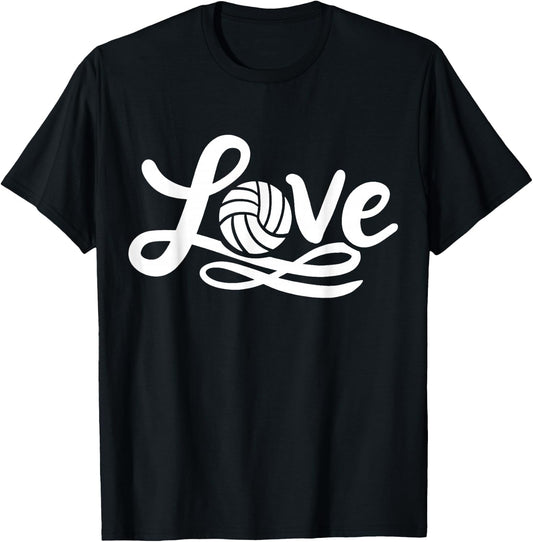 Volleyball Love for Girls Women Kids T-Shirt - T-Shirt | Black