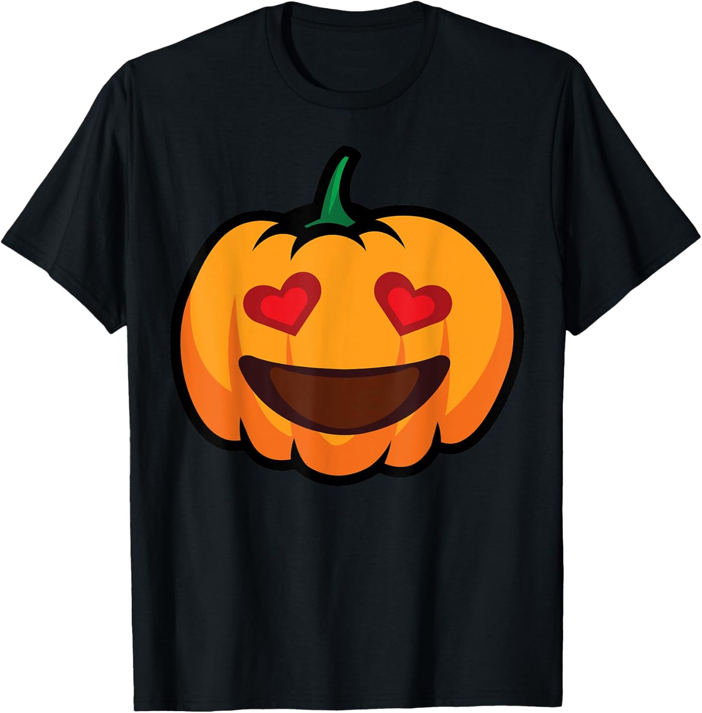 Pumpkin Big Smile & Love Eyes Funny Halloween Costume T-Shirt - T-Shirt | Black